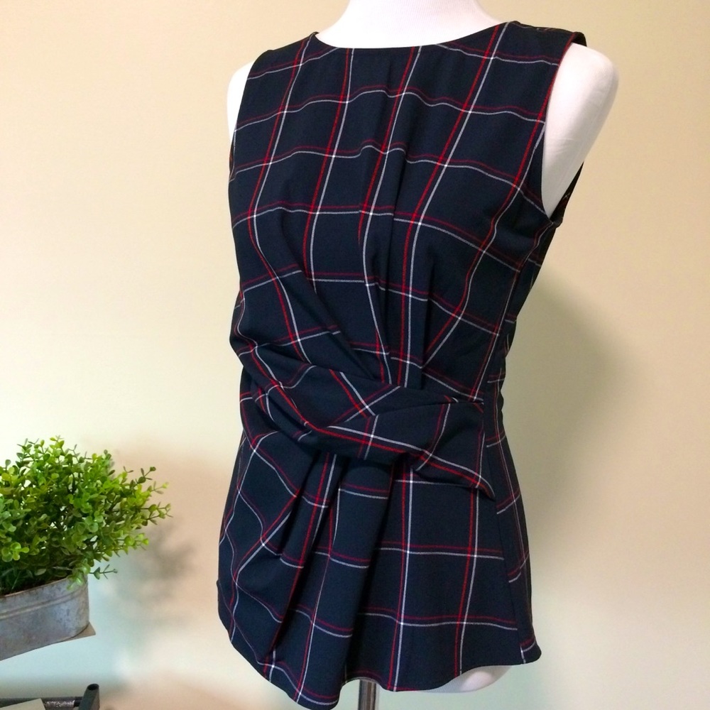 Ann Taylor Plaid Twist Shell <2>